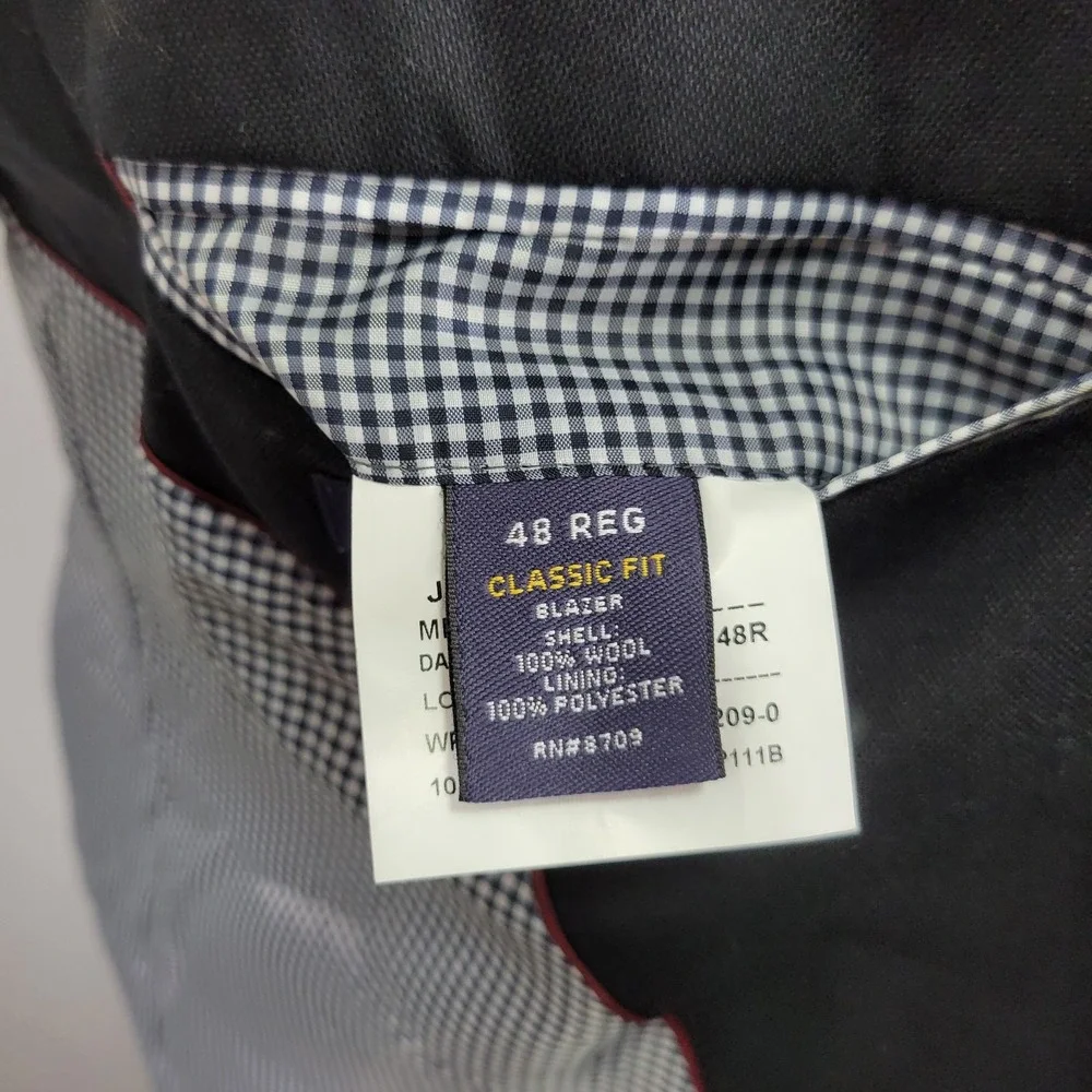 Stafford Men's Sport Coat Blazer Two Button Solid‎ Black Wool Size Classic 48R